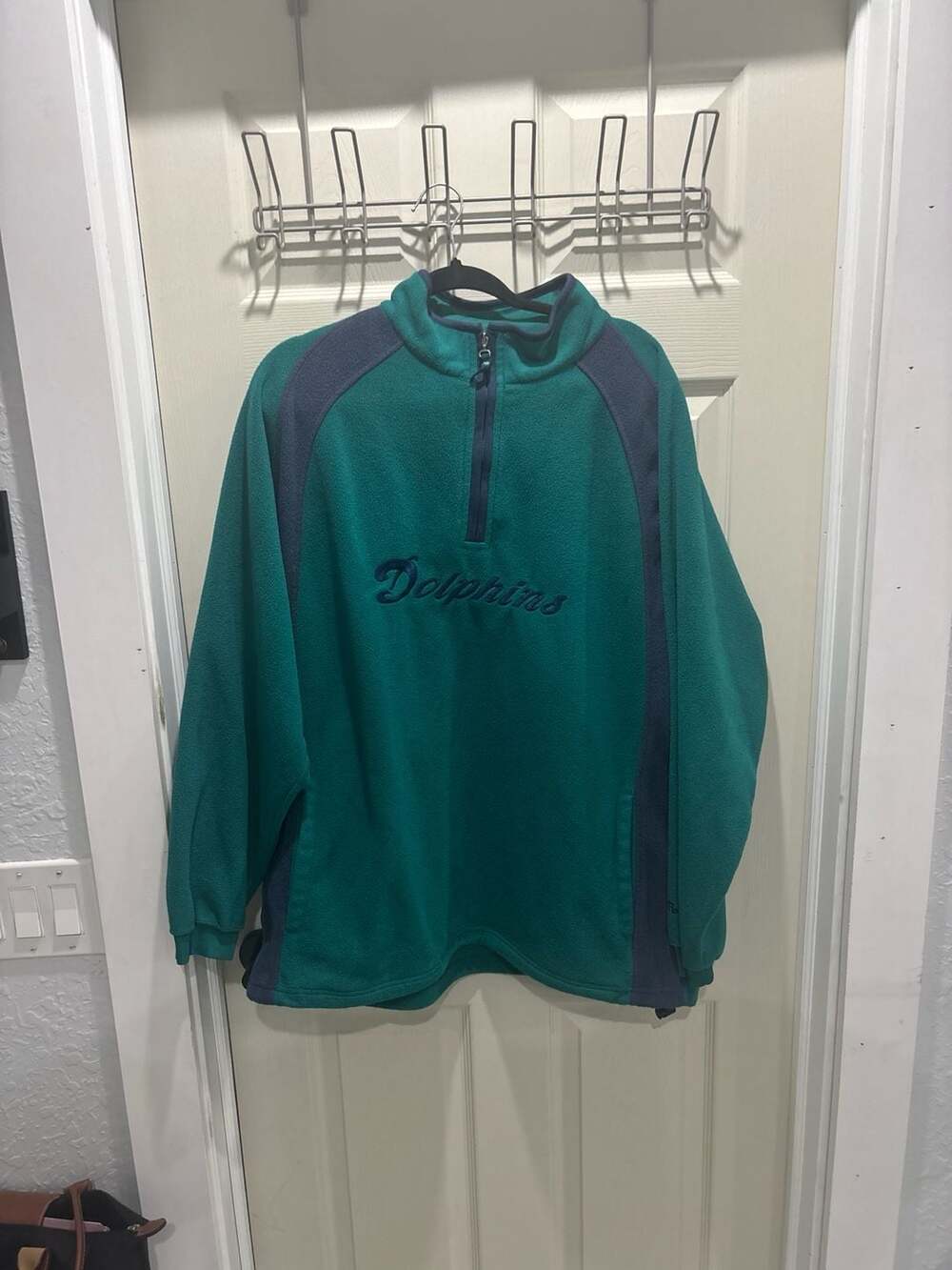 Vintage Miami Dolphins NFL Fleece 1/4 Zip Embroidered Pullover Sweater